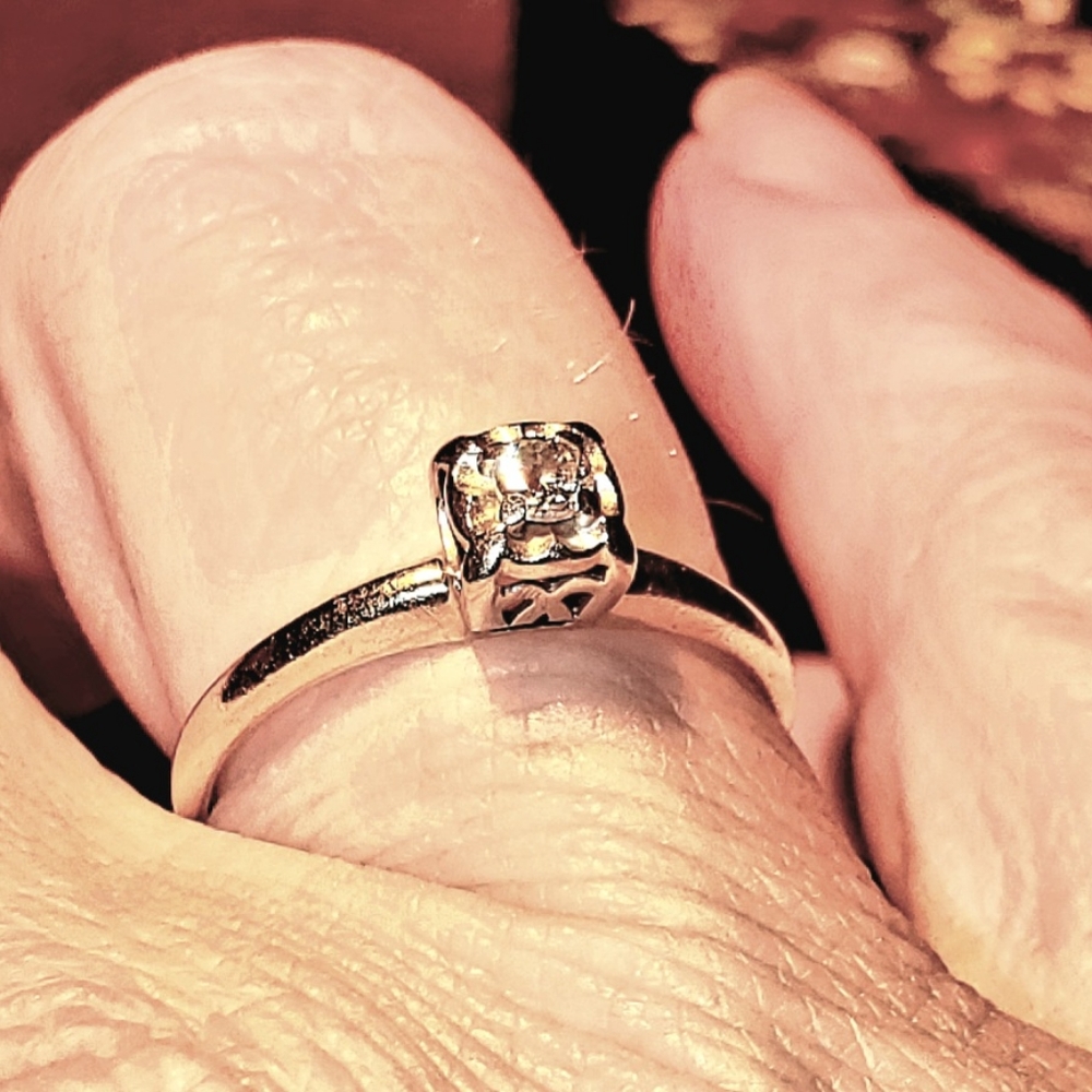 1930s antique art-deco yellow/white gold 1/4k diamond engagement ring size 6-6.5